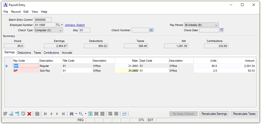 PR - Payroll Entry