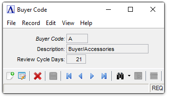 AP Buyer Code menu