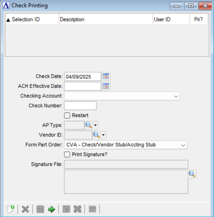 Check Printing task