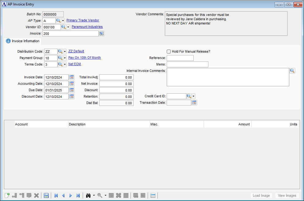 AP Invoice Entry
