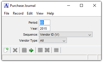 Purchase Journal menu