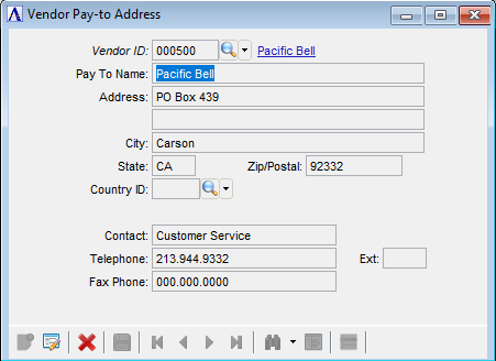 Vendor Pay-to Address Window