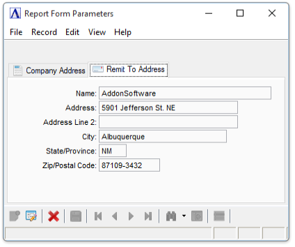 AR Report Forms Parameters, Remit To