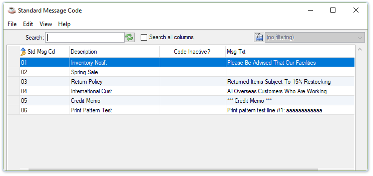 Standard Message Header Inquiry
