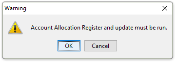 Account Allocation Register and update must be run
