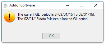 Current GL period warning.