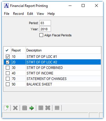 GL Financial Report Printing