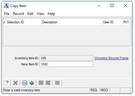 Copy Item menu