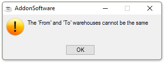 From and To warehouses cannot be the same