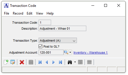 Transaction Code Maintenance