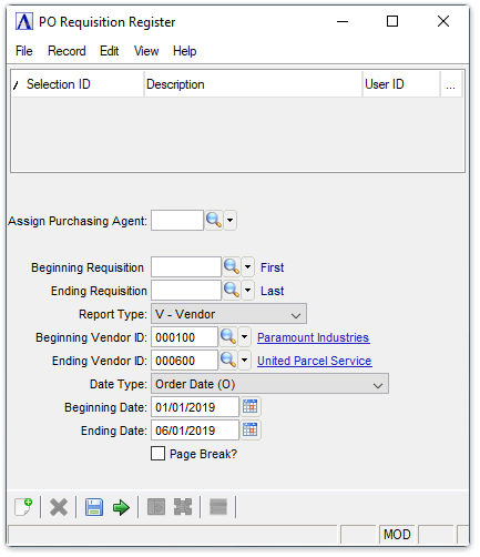 PO Requisition Register