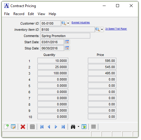 Contract Pricing Maintenance