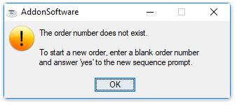 Order Number does not exist
