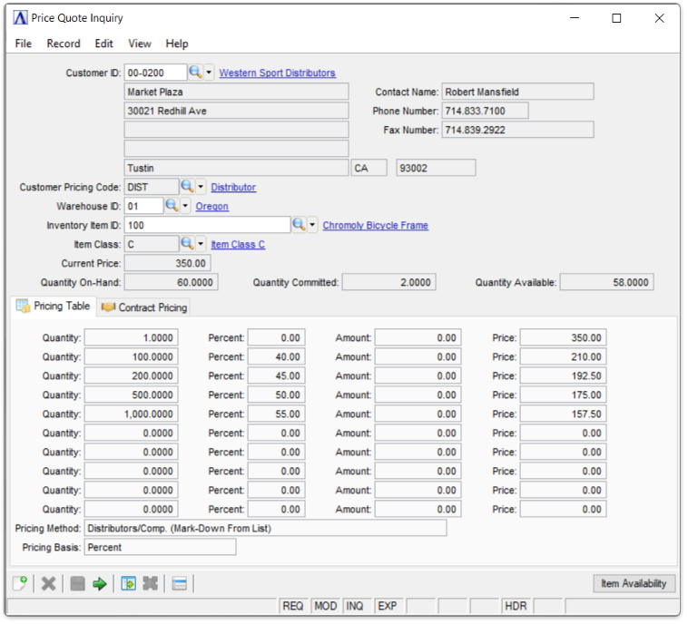 Price Quotation Inquiry