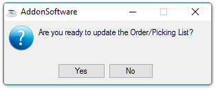 Update Order/Pick List?
