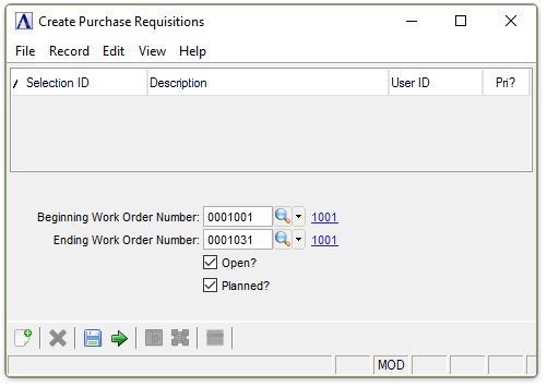 Create Purchase Requisitions