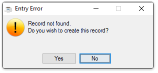 Roecord not found. Create new record?