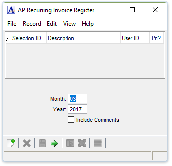 Recurring Invoice Register