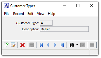 Customer Type Code menu