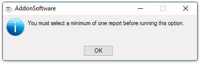You must select one report before running this option