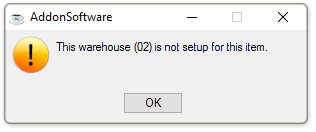 Item Not Set Up In 'From' Warehouse