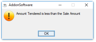 Amount Tendered Is Less than the Sale Amount
